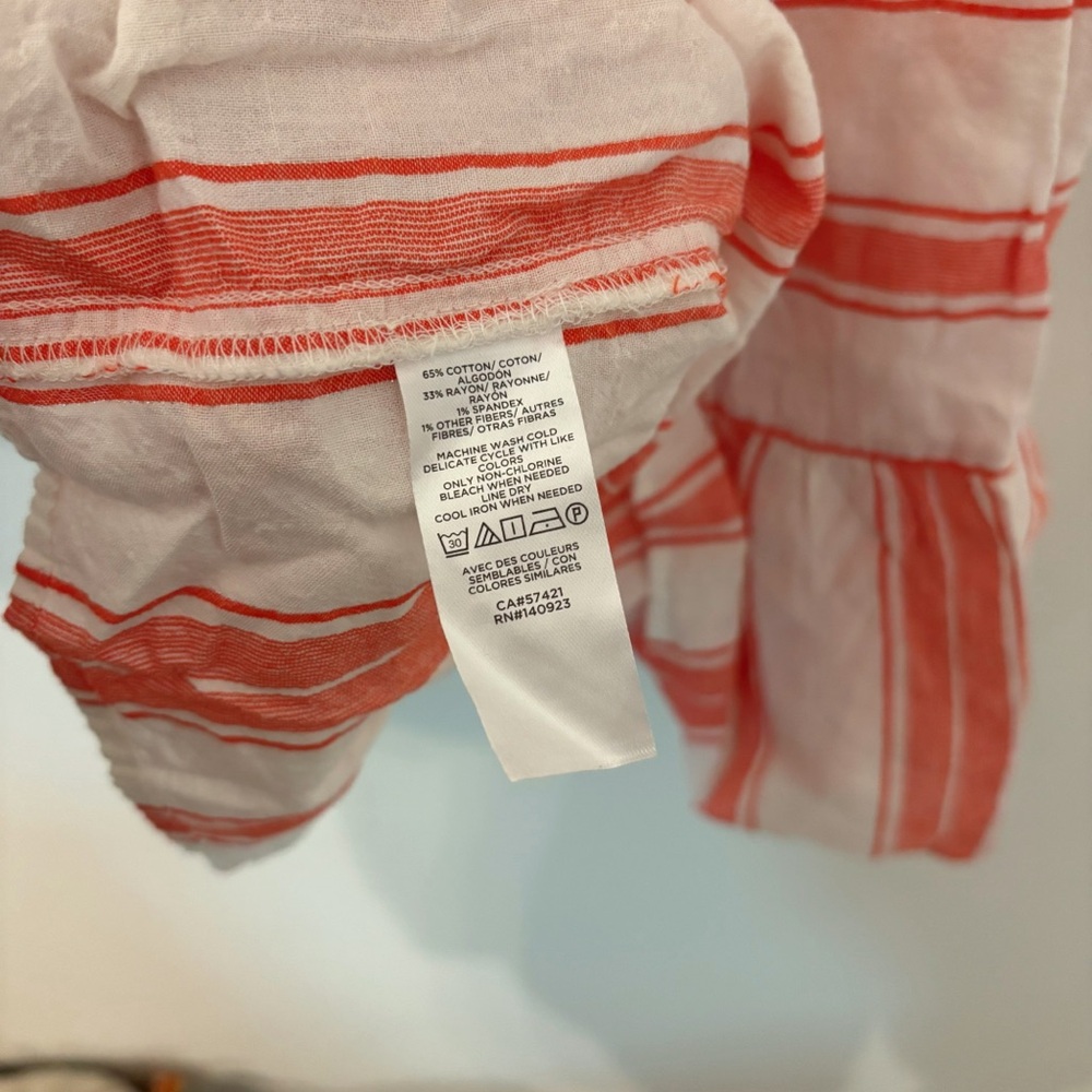 Loft Red & White Striped Babydoll Style Tank Top - Size S - Picture 6 of 9